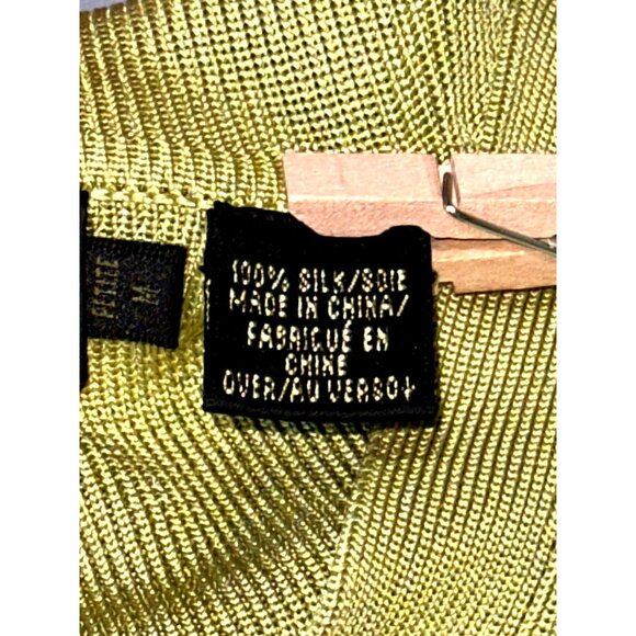 Dana Buchman Petite Medium Green All Silk Collared Sweater Quiet Luxury Chic Top - Picture 6 of 10